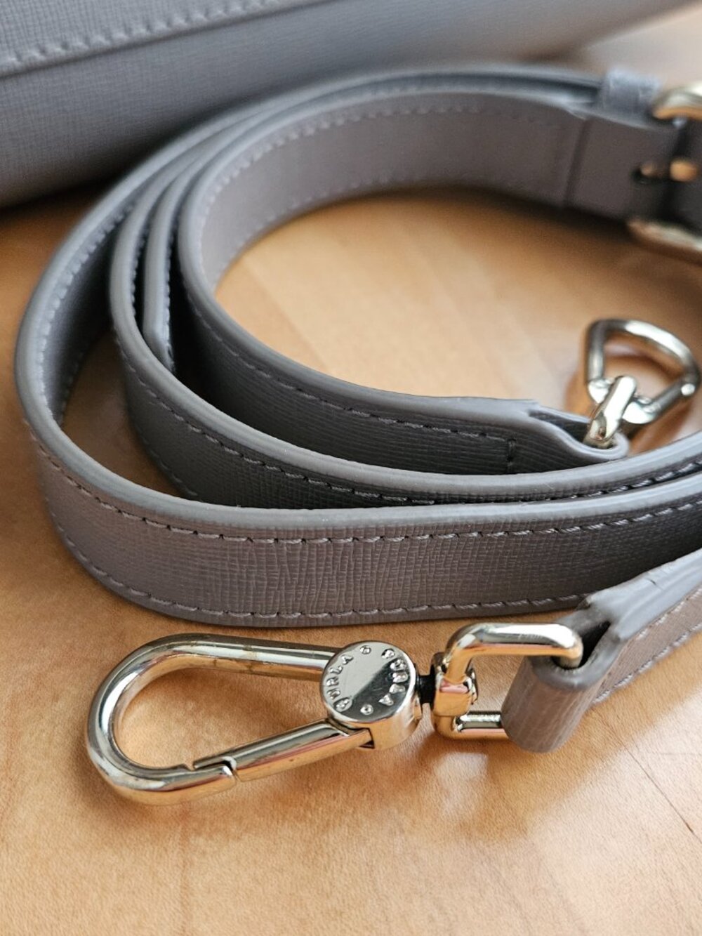 Furla structured grey taupe Satchel with removable strap - Picture 6 of 14
